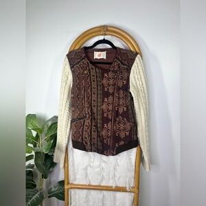 Anthropologie Lilka Purple Brown Patterned Jacket sz M